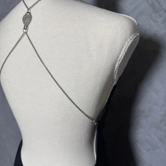 Fredericks of Hollywood Size 8 Black Slip Maxi Dress Backless Chain Whimsygoth - Picture 4 of 8